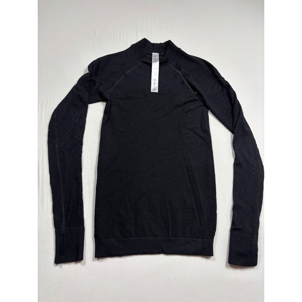 lululemon Women's Wool Blend Ribbed Knit Sweater Black XS Long Sleeve